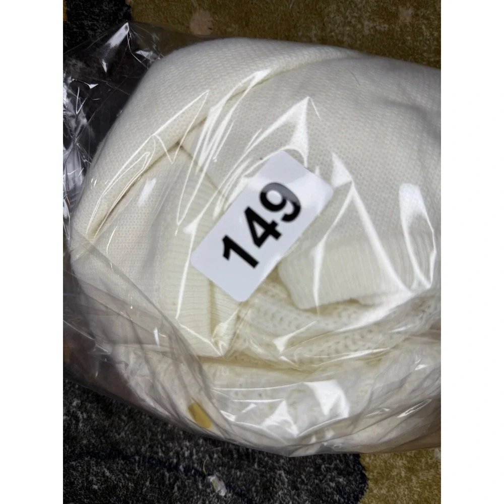 Vintage Cradle Knit‎ Baby 3pc Set Cardigan Suspender Shorts Bonnet Cream White